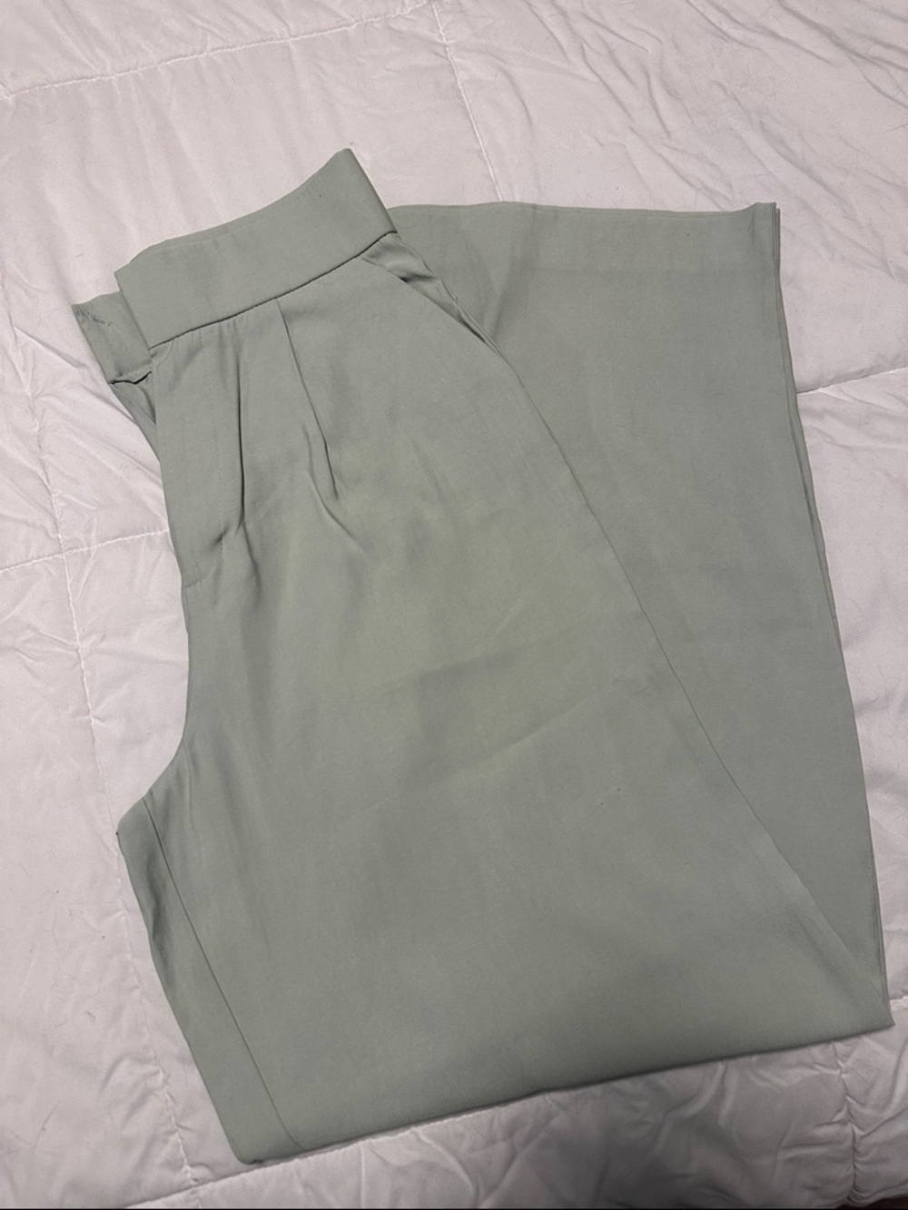 Zara Light Sage Tailored Trousers